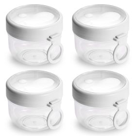 4Pcs Overnight Oats Containers with Lids and Folding Spoons 20OZ Portable Leak-proof Oats Jar For Milk Vegetable and Fruit Salad Yogurt Breakfast Cere (Option: White)