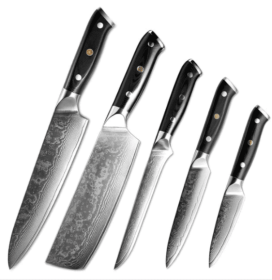 Cutlery Japanese Damascus steel knife kitchen knife fruit knife (Option: 5pcs)