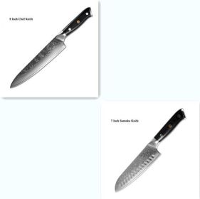 Cutlery Japanese Damascus steel knife kitchen knife fruit knife (Option: 2 pieces set)
