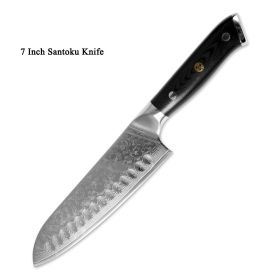 Cutlery Japanese Damascus steel knife kitchen knife fruit knife (Option: Santoku Knife)