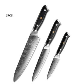 Cutlery Japanese Damascus steel knife kitchen knife fruit knife (Option: Three piece set)